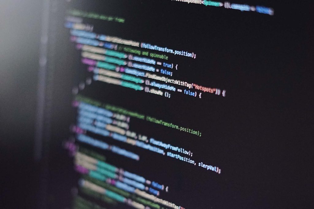 Computer screen showing coding
