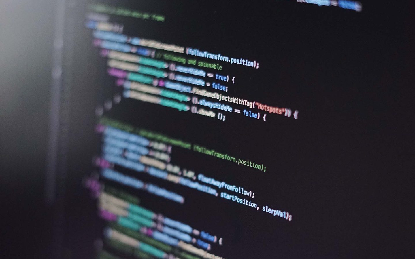 Computer screen showing coding