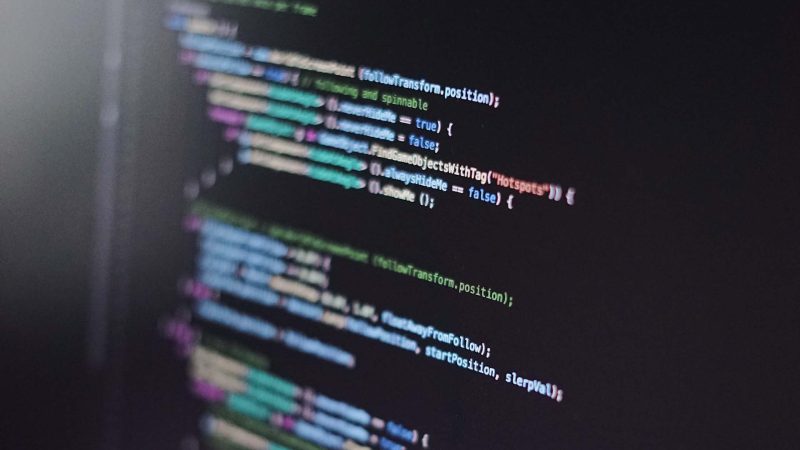 Computer screen showing coding